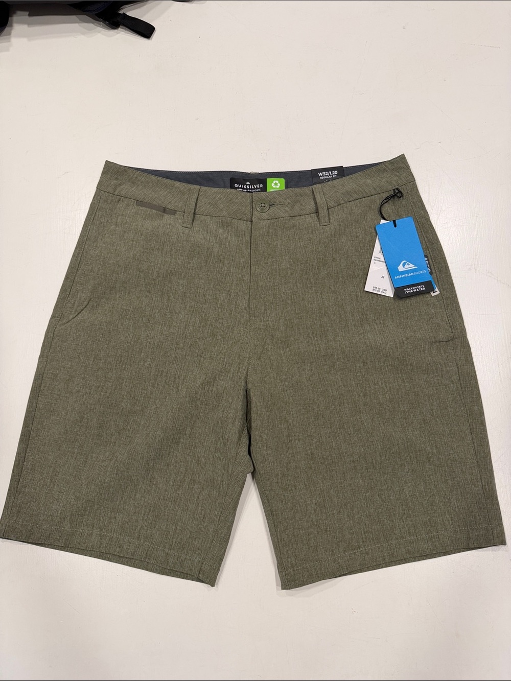 Quiksilver Olive Green Flat Front Walkshorts